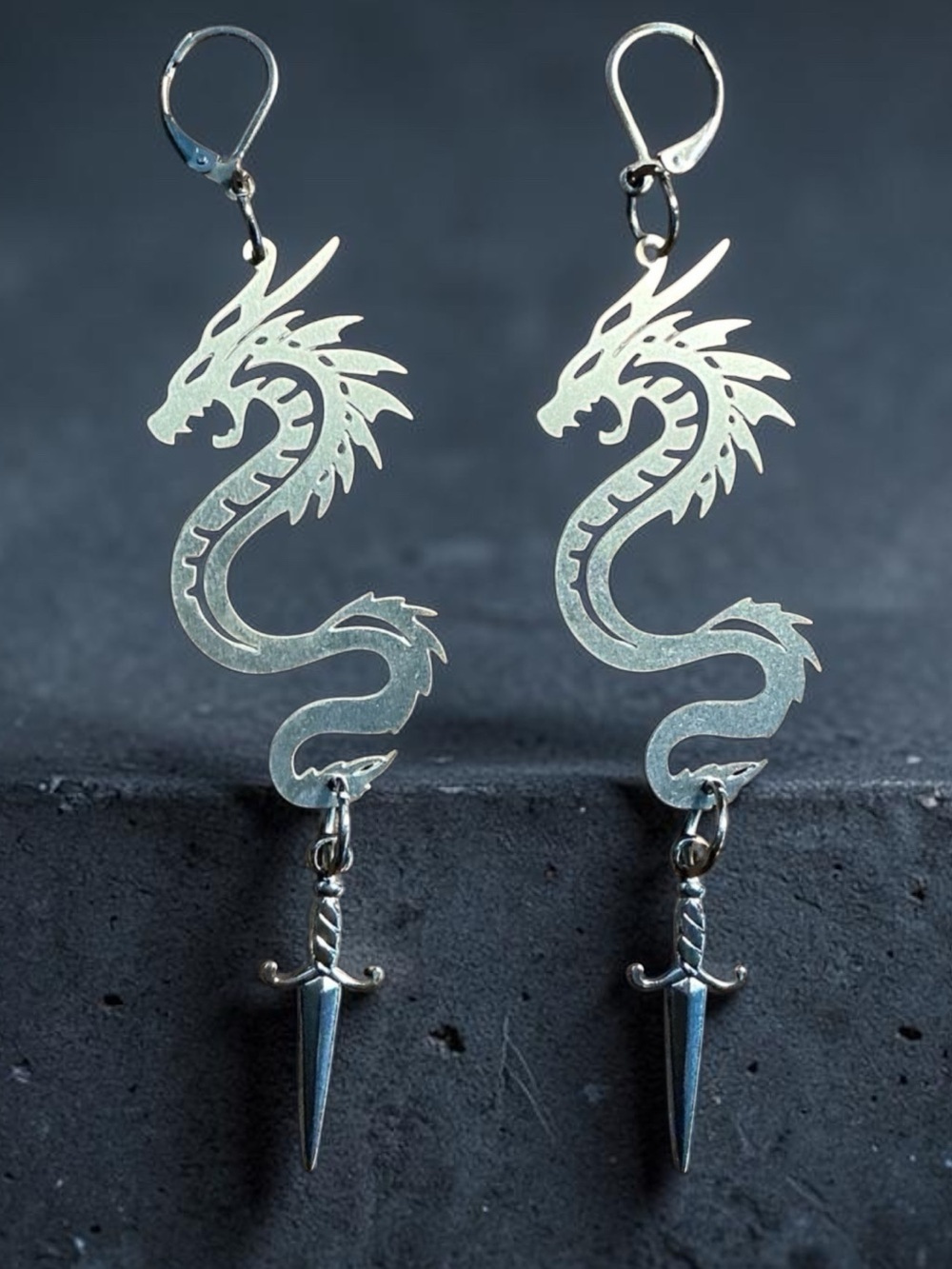 🆕 Dragon and Daggers Laser Cut Earrings